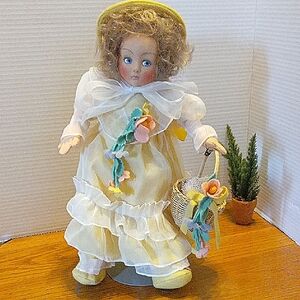 Charming Anili Yellow Felt Doll with Basket